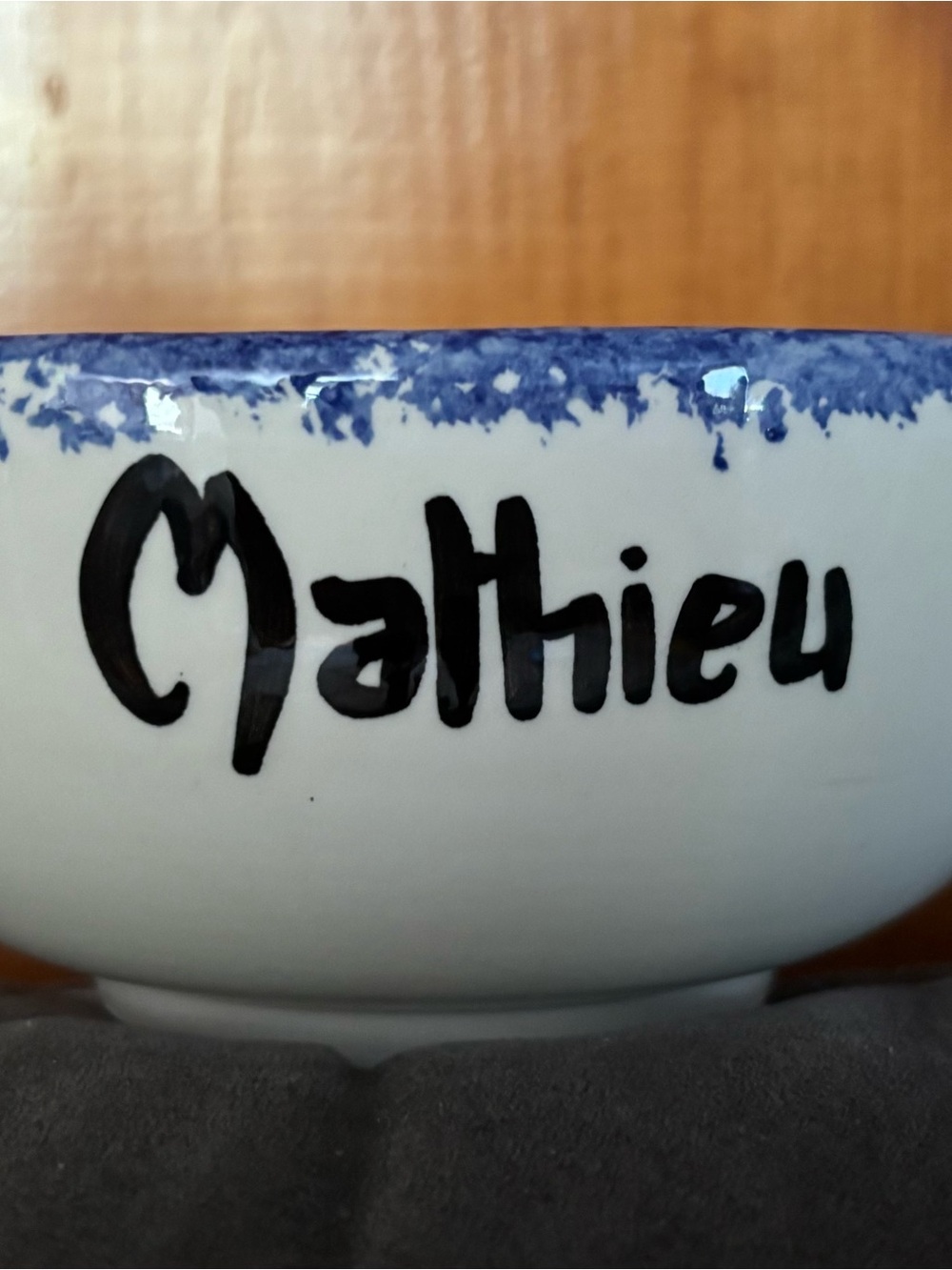 Vintage CLAUDE BOUTON BRETON FAIENCE -cereal /fruit BOWL  customized “ Mathieu”